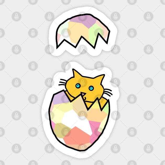 Yellow Cat Popping Out of Funny Easter Egg as Kitten Sticker by ellenhenryart